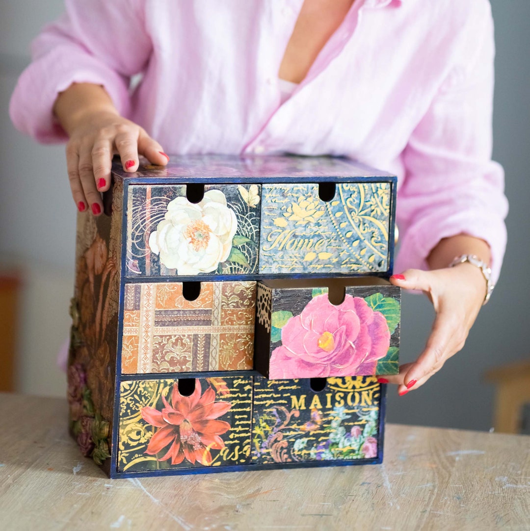 Large Makeup Organizer, Mini Chest of 6 Drawers, READY TO SHIP, Desktop