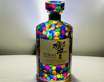 Hand-Painted Stained Glass Bottle Decor, Unique Colored Glass Vase