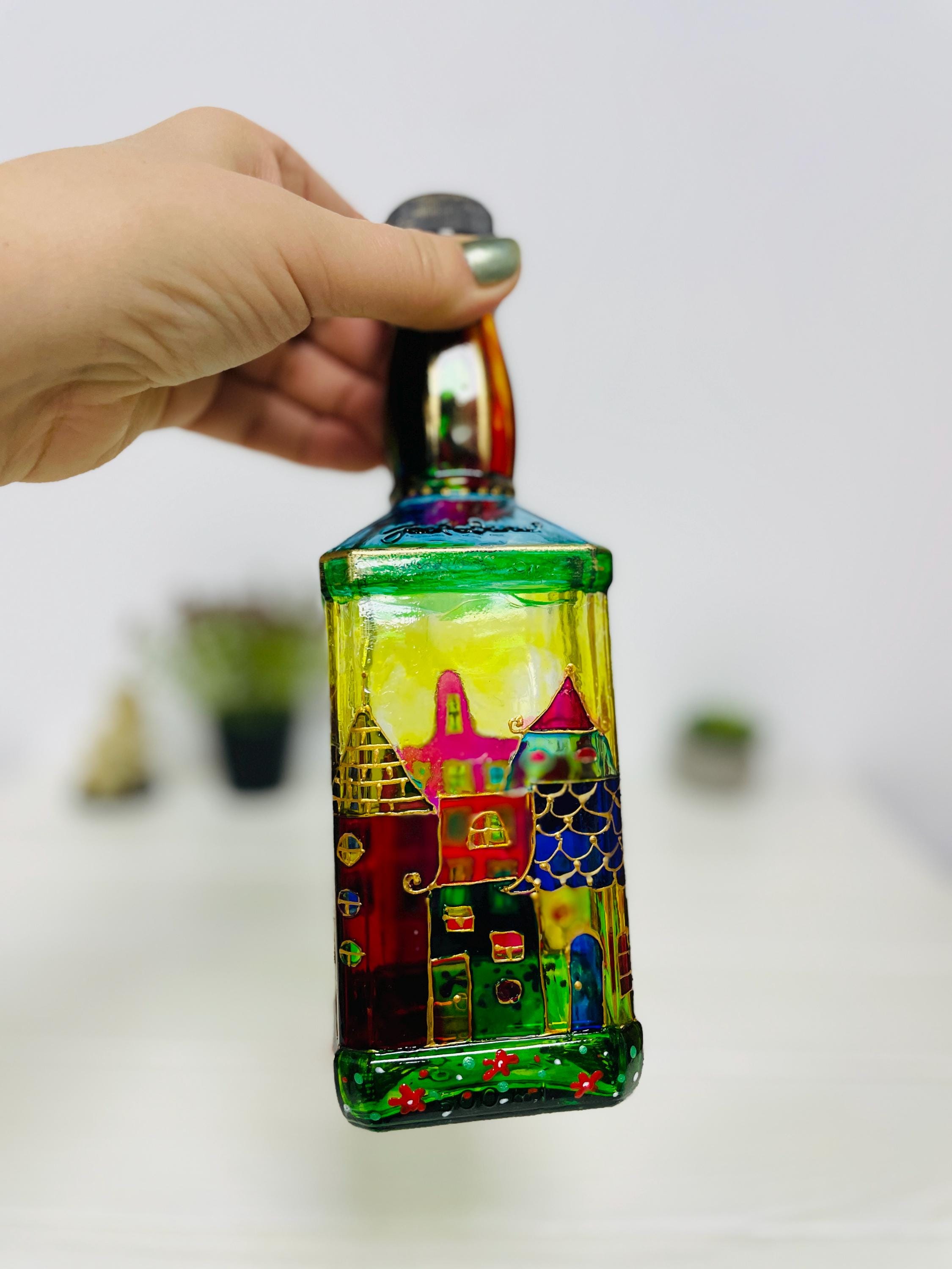 緑色ガラスの装飾ボトル Decorative bottles green colored glass - Etsy 日本