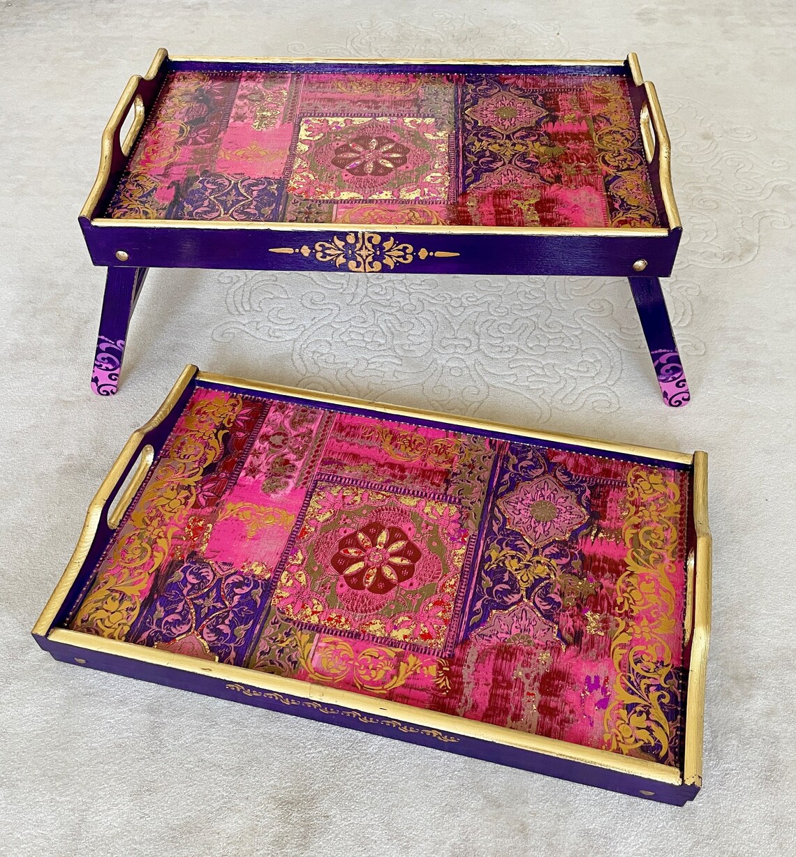 Custom Pink Folding Table Breakfast Tables With Legs Laptop Etsy