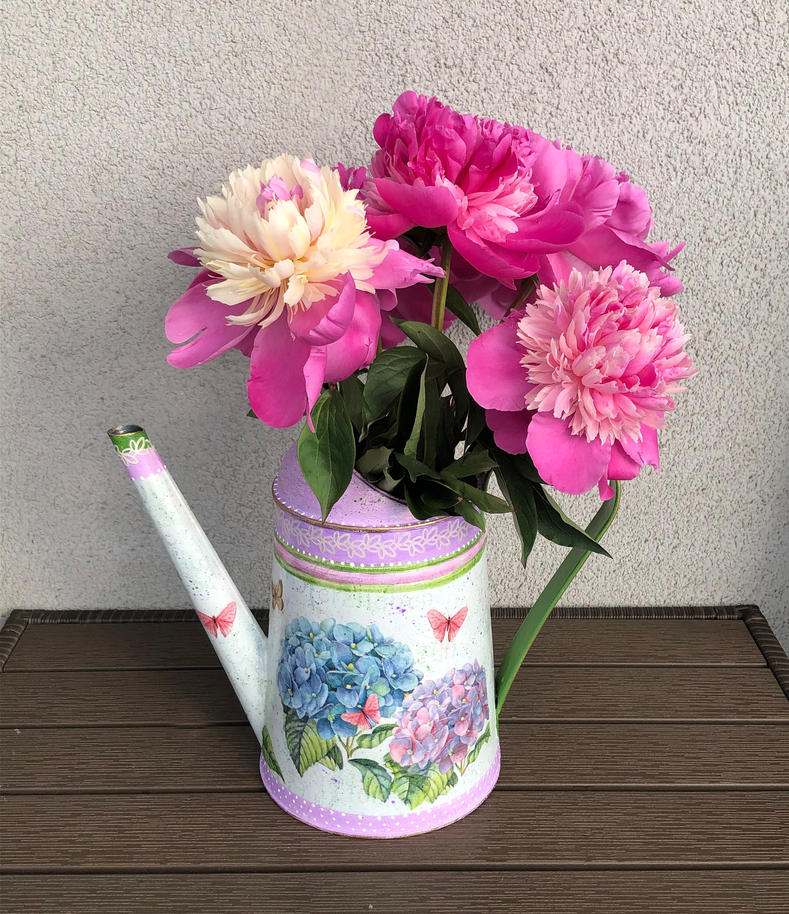 Hand painted watering can Metal watering can Rustic watering Etsy