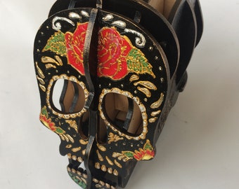 Soporte de bolígrafo de rosas de calavera, regalo de Halloween, portalápices de escritorio, organizador de bolígrafos, portalápices, portalápices, taza de lápiz, decoración de calavera negra