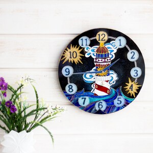 Stain glass painting, Wall clock Lighthouse, Ready to ship, Wall decor, Stain glass decor, Marine wall clock