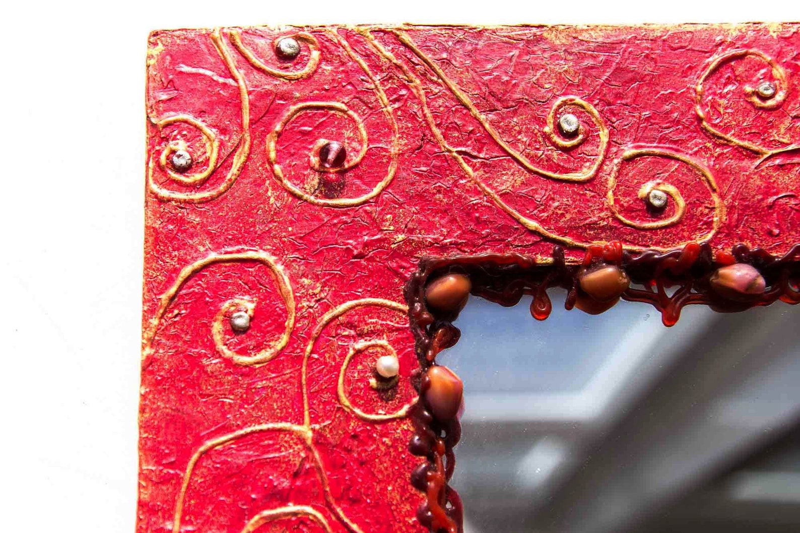 Mirror in Red Frame Small Wall Mirror 2525cm Decorative Etsy