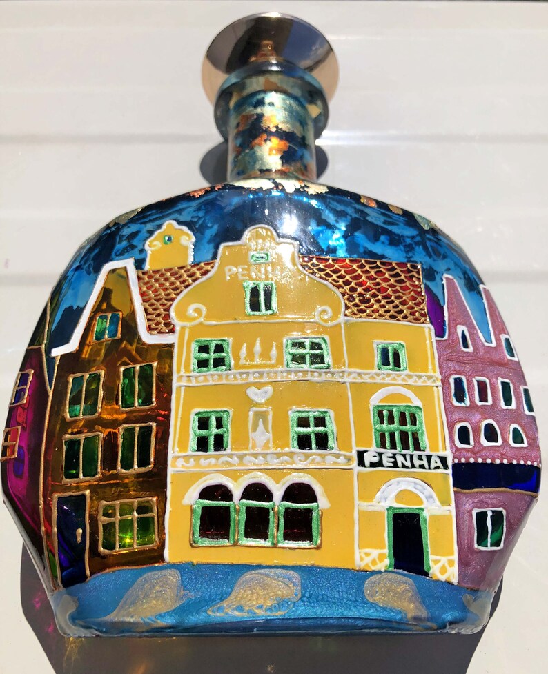 Stained Glass Bottle Handelskade Curasao Decorative Bottle Etsy