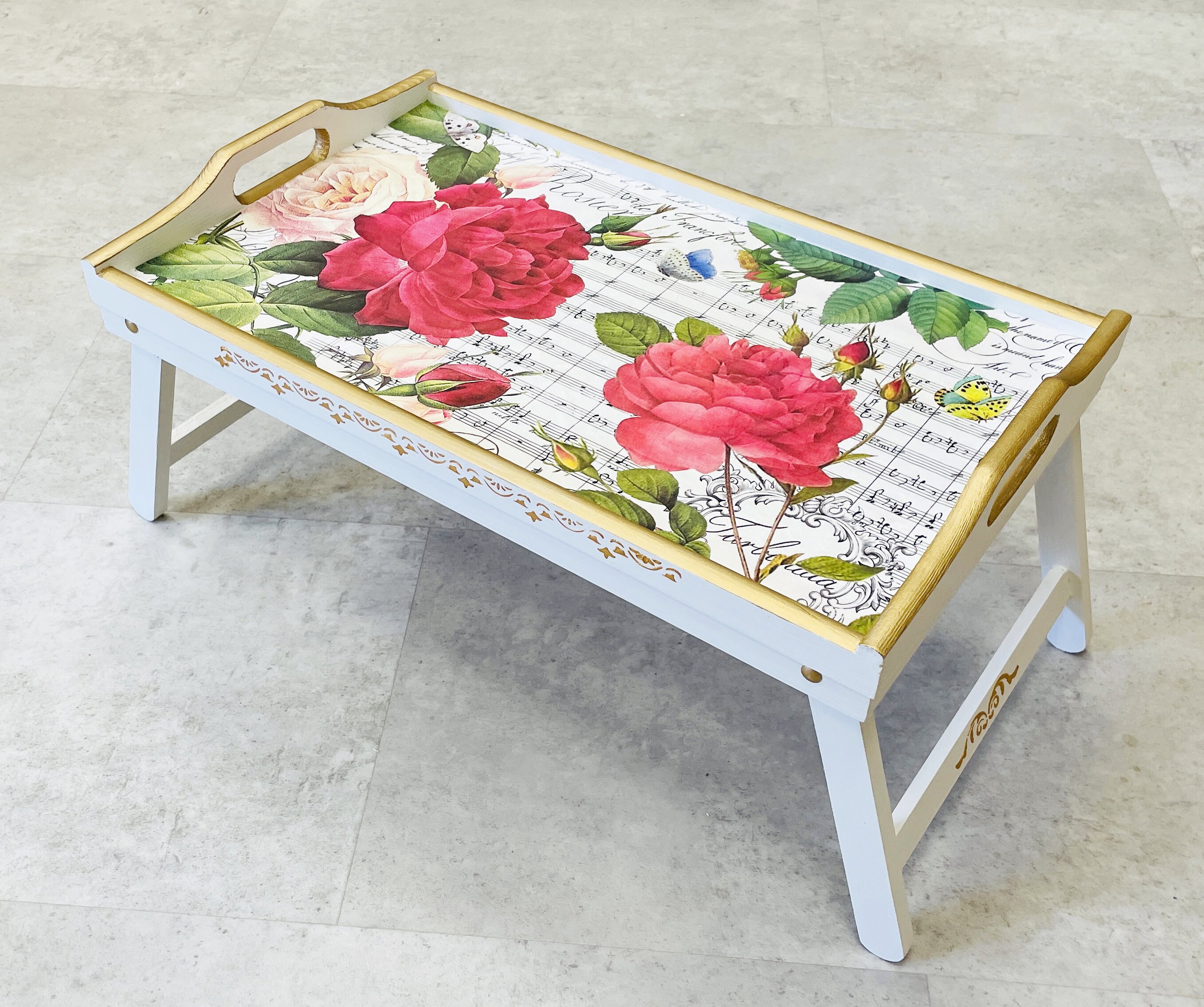 Folding white tray table deals