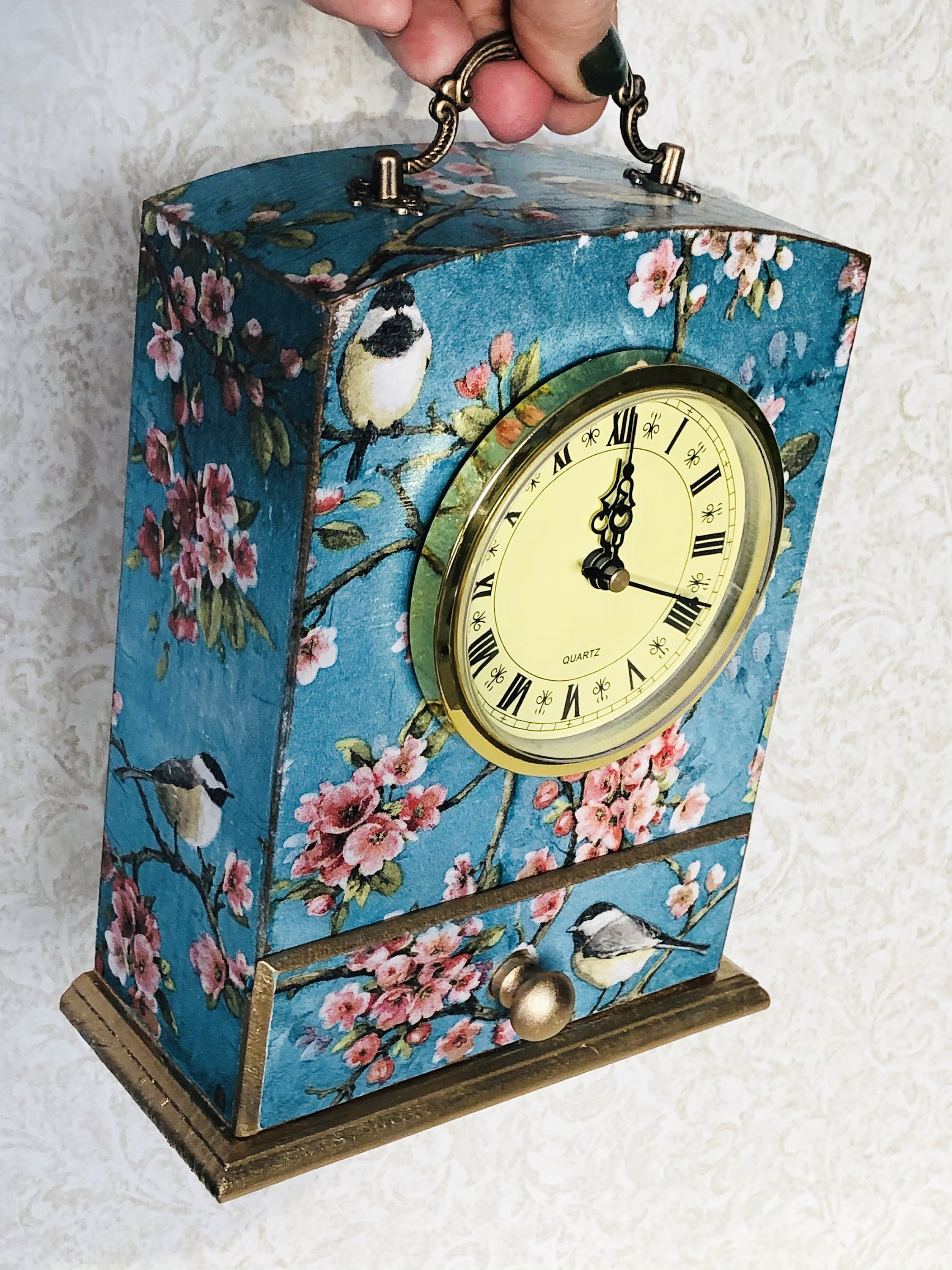 Blue Mantle Clock Carriage Clock Fireplace Clock Etsy