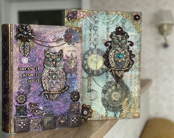 Steampunk box Magiс Owl, Tarot Box Owl, Box for Tarot Cards, Box Owl, Occult Trinket Box, Antique Book Box, Occult Box