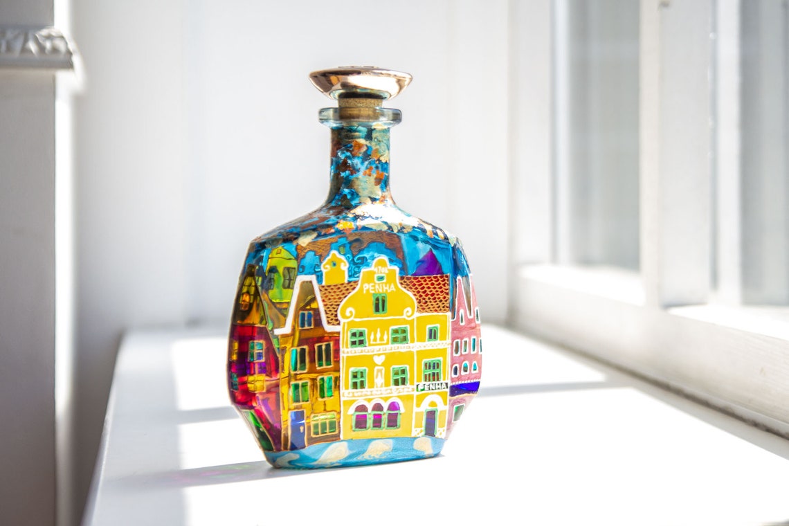 Stained glass bottles Bottles to order Decorative bottle Etsy