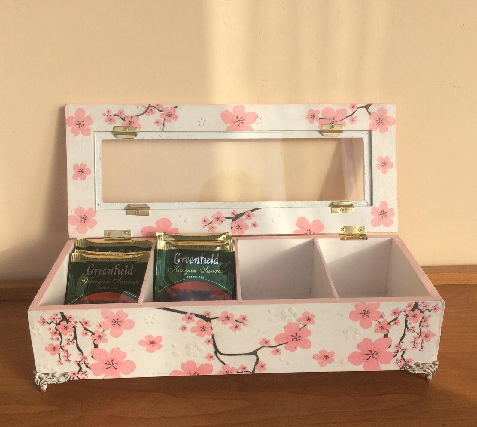 Tea Bags Holder Cherry Blossoms Storage Box Desk Etsy New Zealand