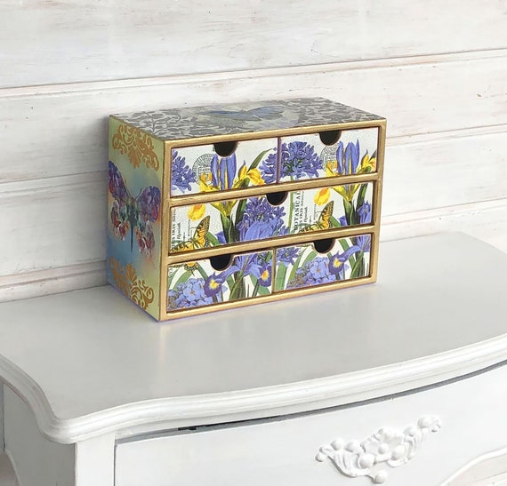 Desktop Organizer With Drawers Makeup Organizer Irises And Etsy
