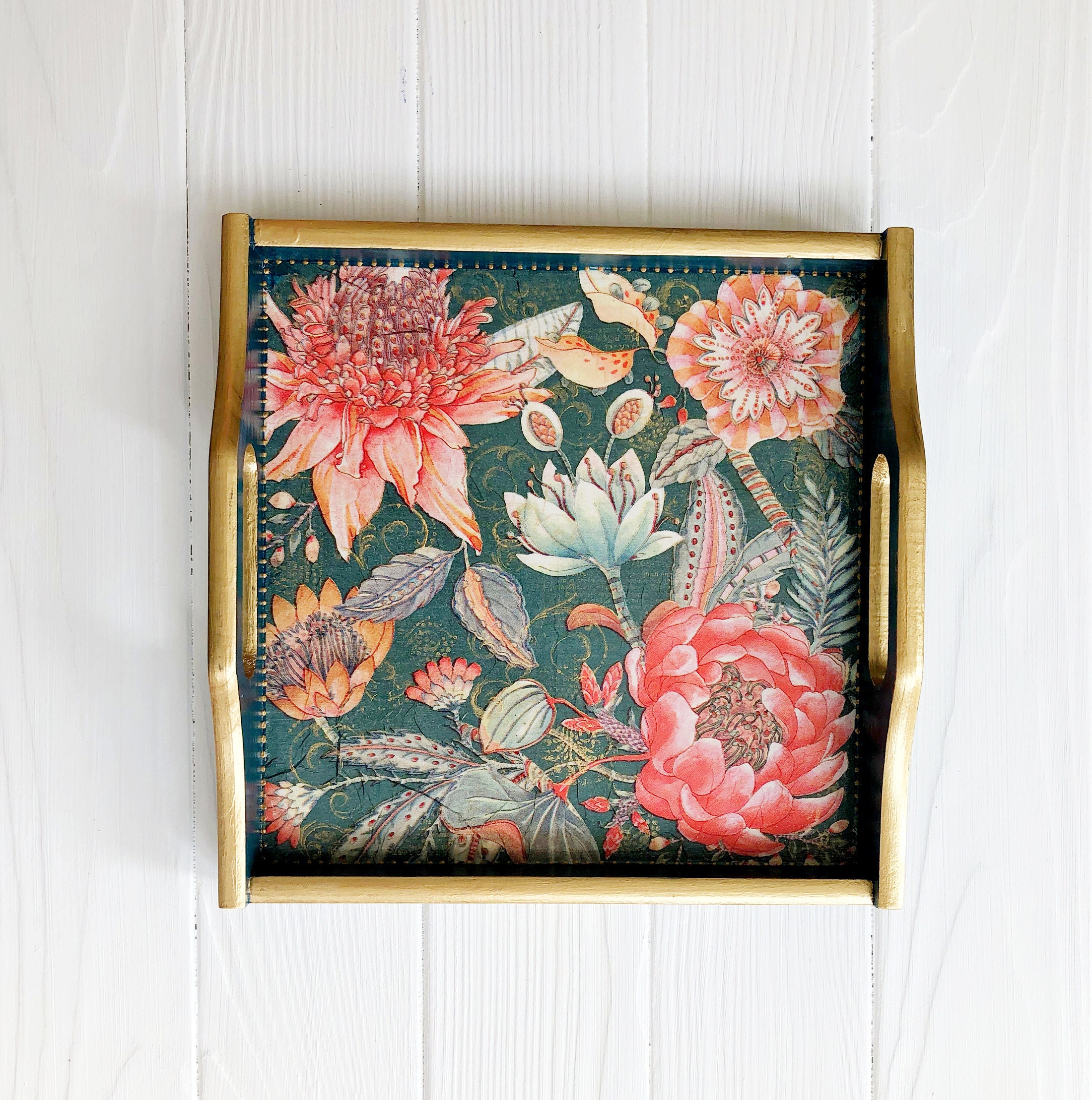 Small breakfast in bed tray Green Bed tray Serving tray Etsy