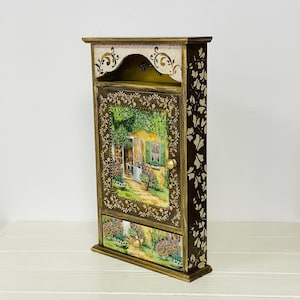 Brown key box, Key holder to order, Wall key cabinet, Wooden wall key box, Rustic wall cabinet