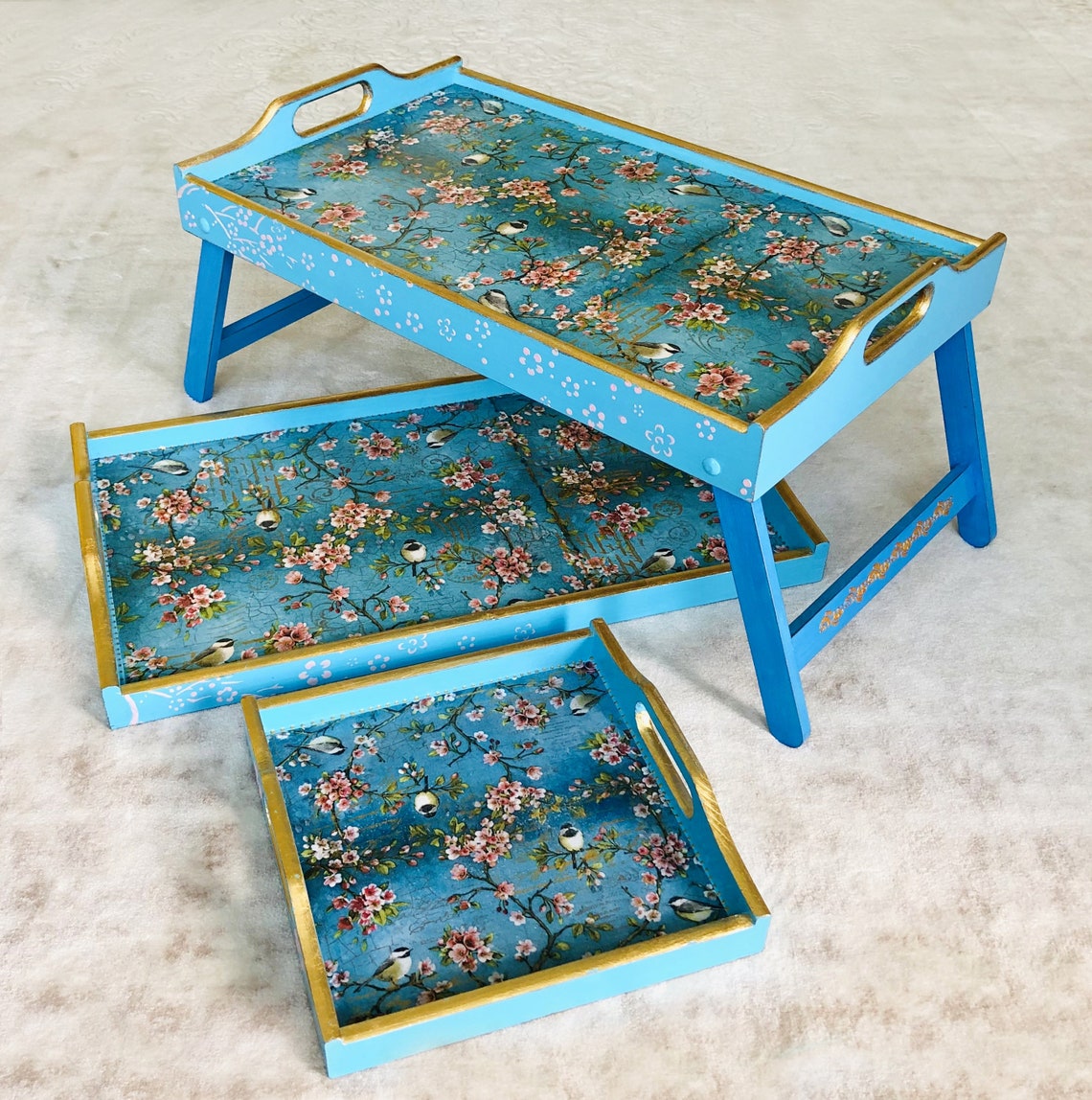Small breakfast in bed tray Decorative tray Chinoiserie Etsy