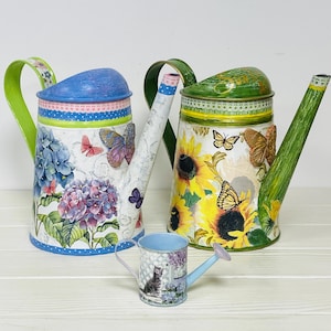 Decorated watering cans in stock and to order, Metal watering can, Hand painted watering can, Rustic can, Farmhouse decor, Garden lover gift