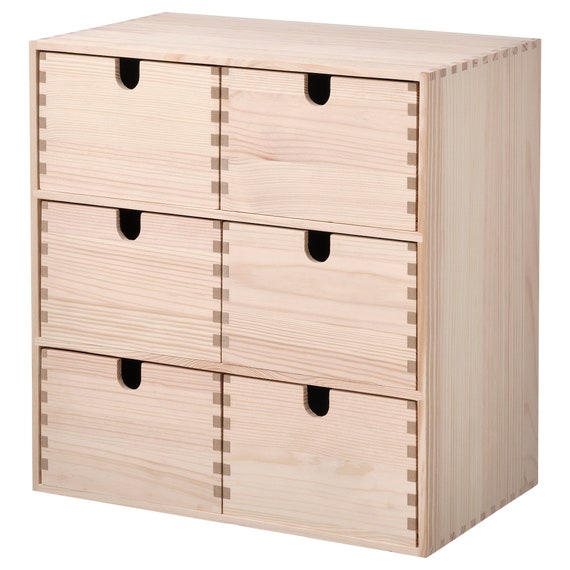 Mini cassettiera, grande organizzatore di trucco, organizzatore desktop,  scatola di gioielli in legno, cassa di stoccaggio trucco, cassettiera Ikea  Moppe -  Italia