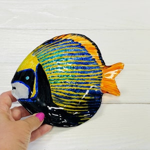 装飾皿 魚、ステンドグラス ペイント皿、すぐに発送可能、手描き皿、コレクション皿、魚のガラス装飾