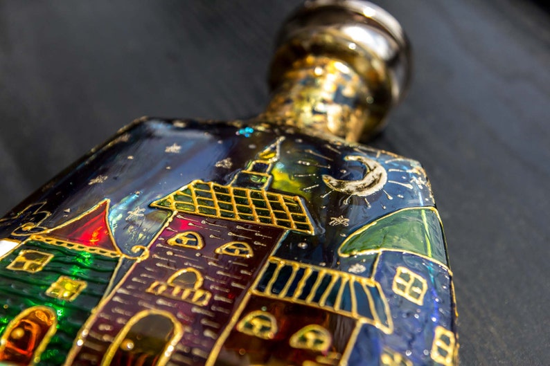 Decorative Stained Glass Bottle Stained Glass Bottle Hand Etsy