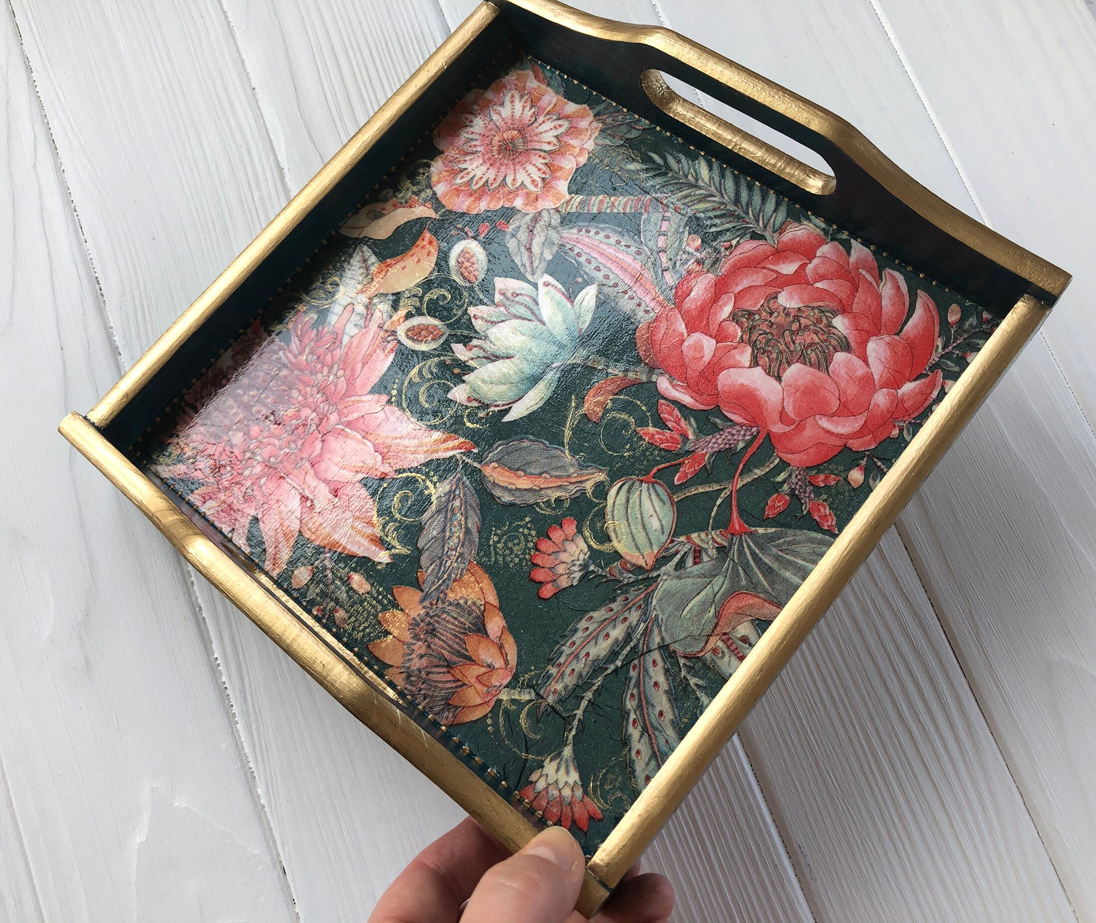 Small breakfast in bed tray Green Bed tray Serving tray Etsy