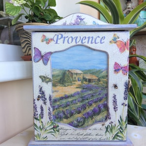 Wooden Wall Key cabinet Lavender, White Purple Storage Box, Wall key holder, Unique Wall Cabinet, Key storage cabinet, Provence wall cabinet