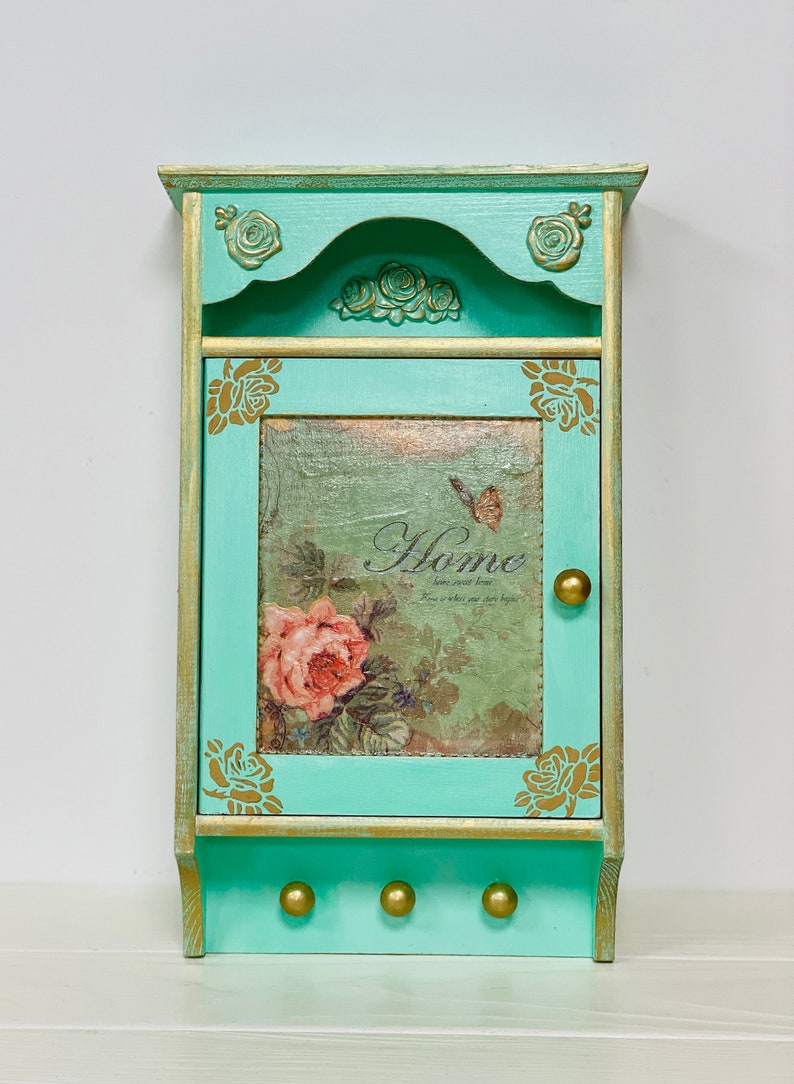 Rustic Wall Key Key Holder Wooden Box Home Sweet Etsy