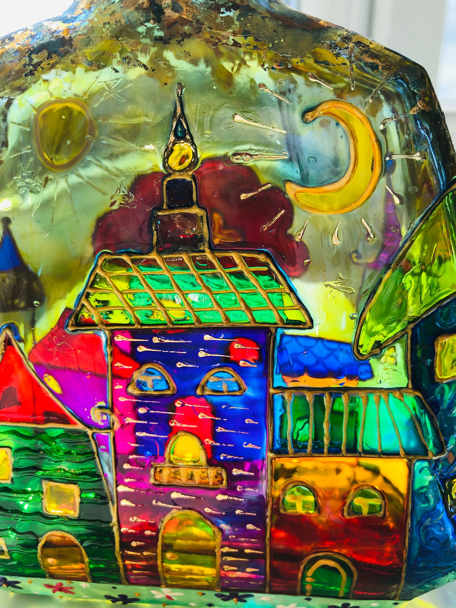 Decorative Stained Glass Bottle Stained Glass Bottle Hand Etsy