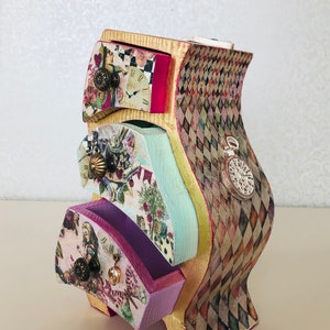 Wavy chest of drawers Alice in Wonderland, Mini chest of drawers to order, Makeup organizer, Storage box, Jewelry box