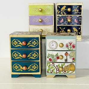 Mini ladekast, klaar voor verzending en pre-order, klein snuisterijdoosje, bureauorganizer, sieradendoos, snuisterijdoosje, doos Alice in Wonderland