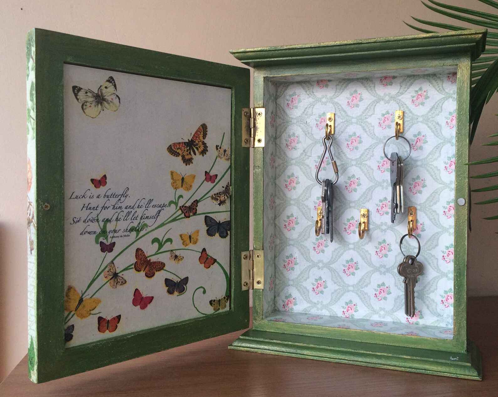 Wooden Key Organizer Rustic Wall Cabinet Green Key Boxkey - Etsy