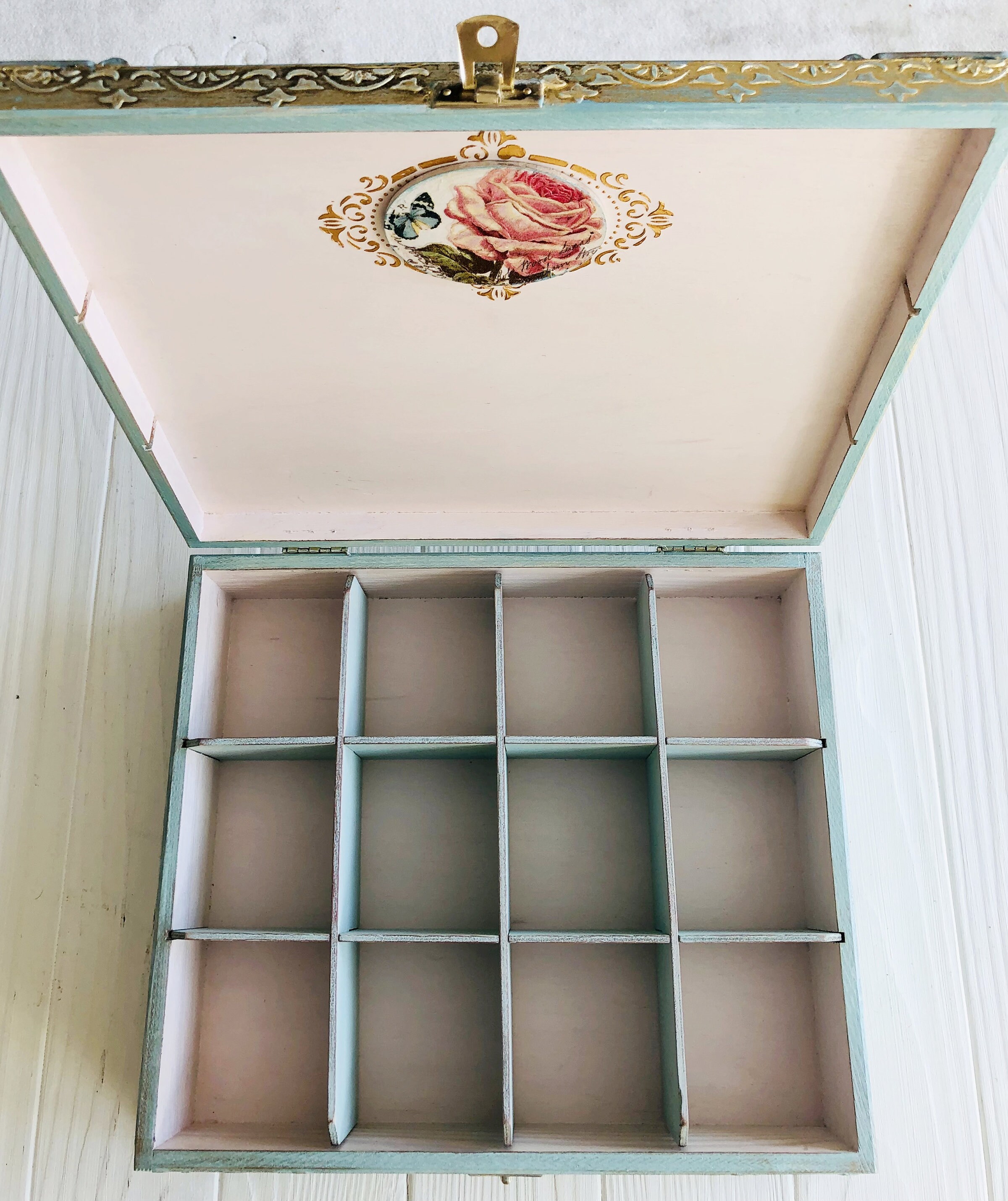 Large Blue Tea Box Rose Tea Bag Stand Tea Bag Holder - Etsy