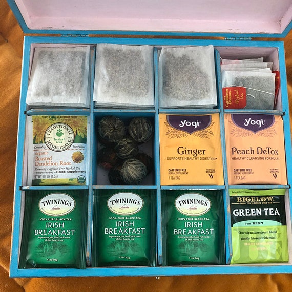 Large Blue Box, 12-compartment Tea Box, Accesory Holder, Storage Box  Chinoiserie Birds, Desk Organization, Trinket Box -  Hong Kong