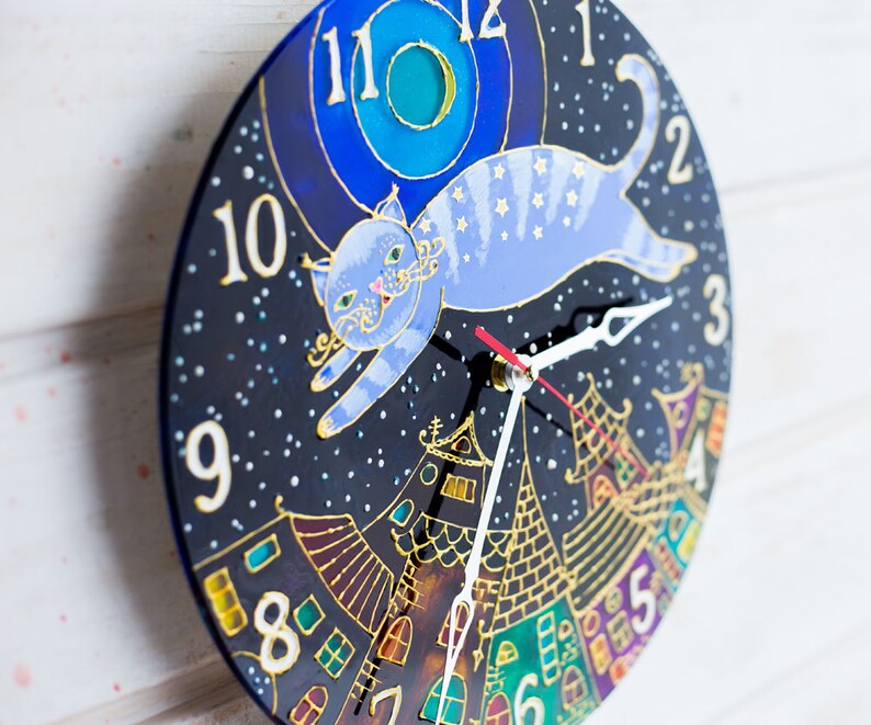 Katze Uhr 12 Katze Wanduhr Glas Küche Wanduhr Etsy