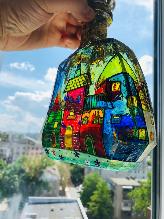 Bottle on sale glass painting