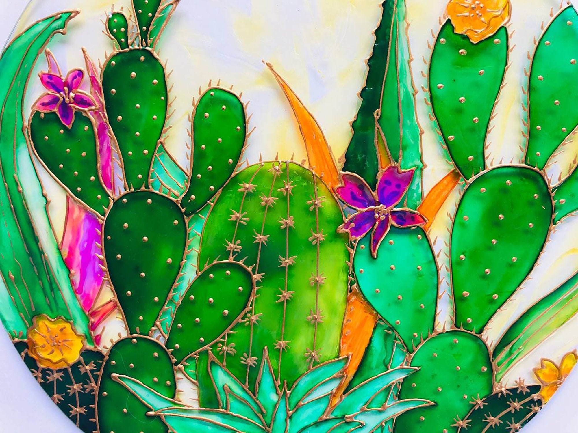 ART-CRAFT Decorazione da appendere per finestra, acchiappasole – Suncatcher fatto a mano per magici giochi di luce, decorazione per finestre e giardino, decorazione per finestre dipinta a mano, motivo