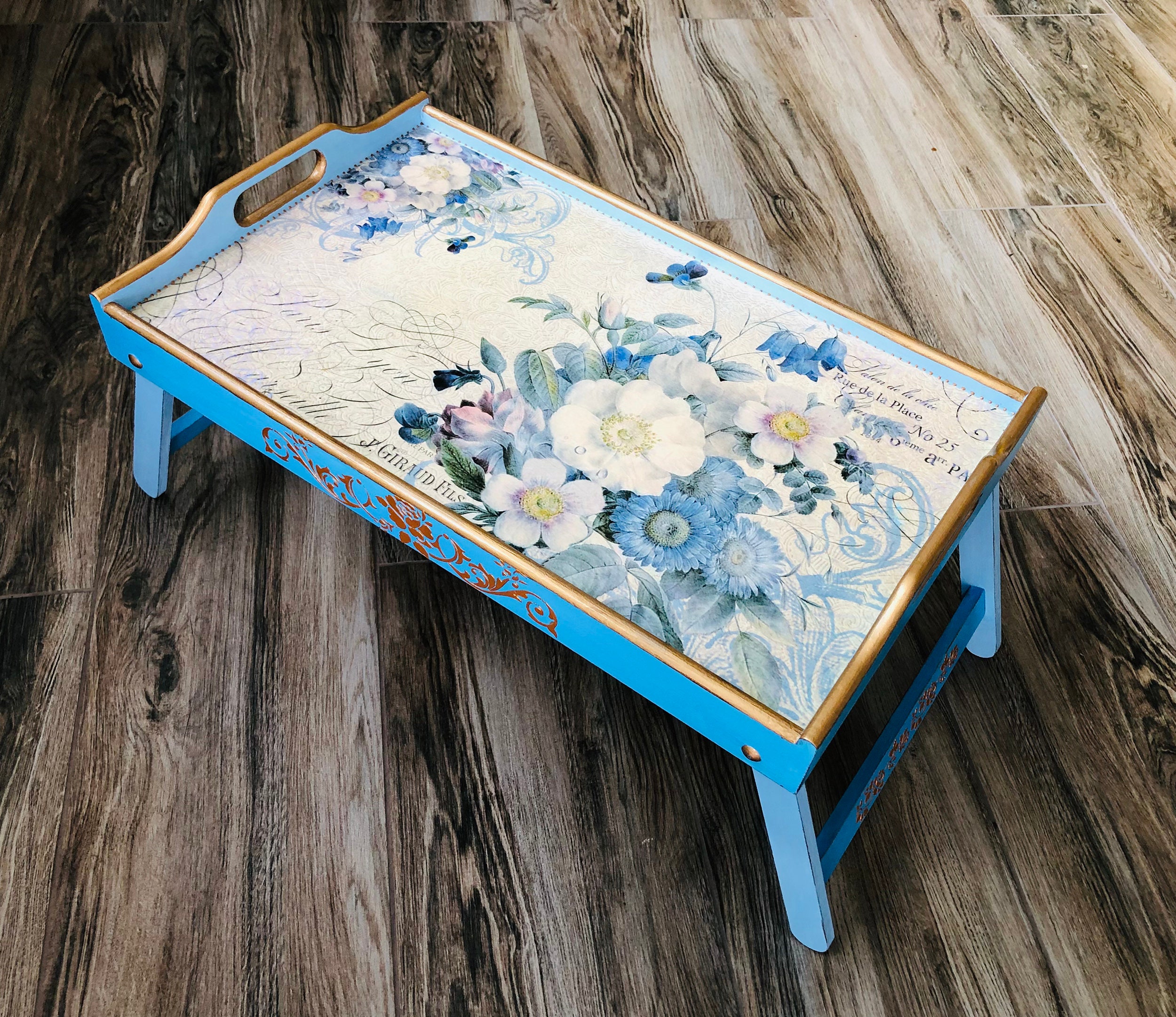 Breakfast tray with legs Folding table tray Laptop stand Etsy