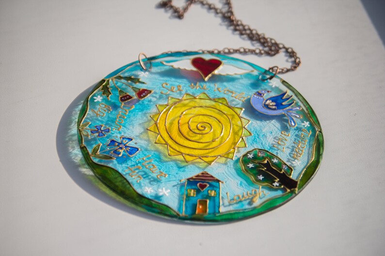 Colorful Plastic Suncatcher Window Hanging - Tree Of Life & Horse Design, 6 Inch Home Decor
