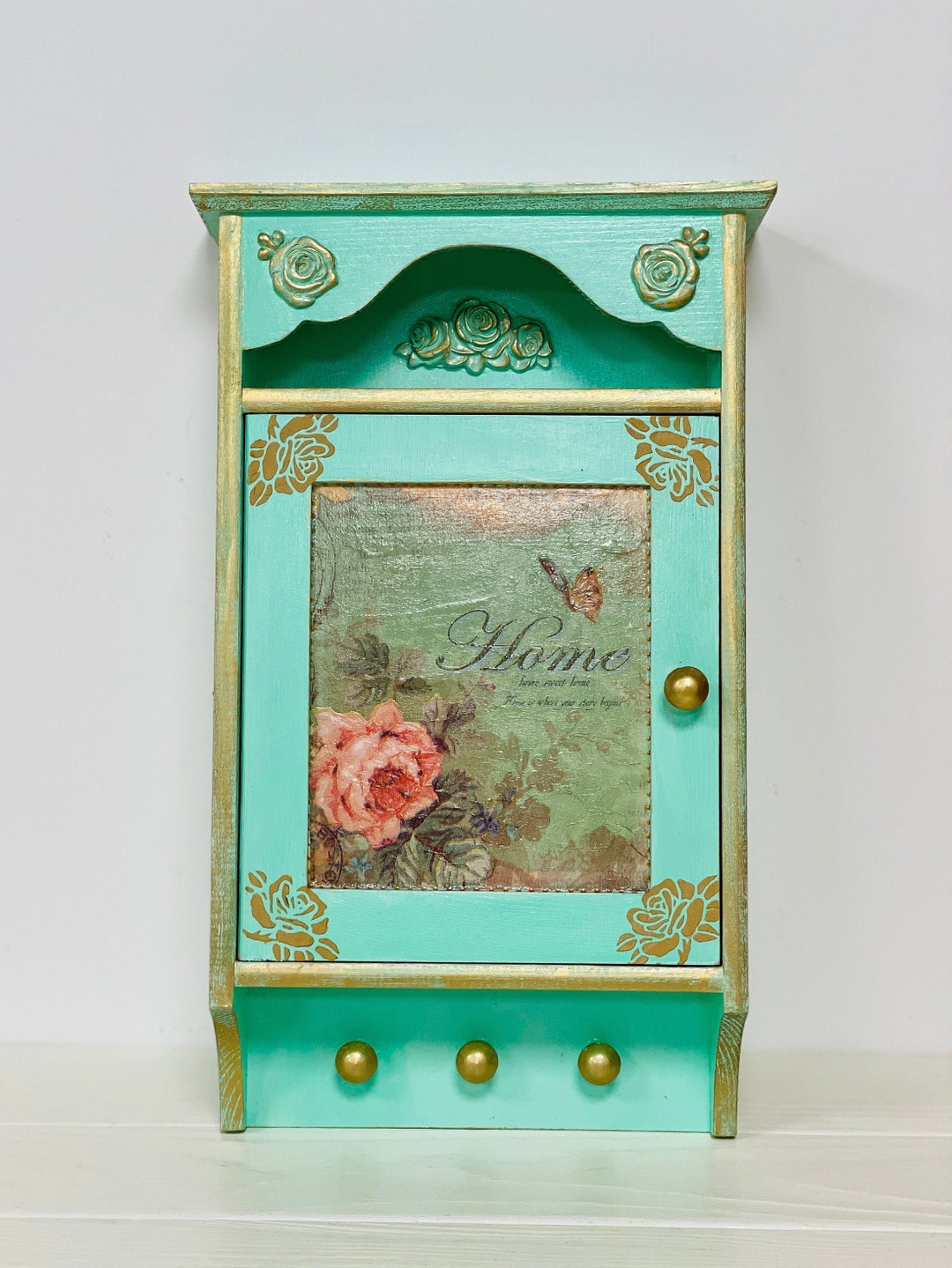 Rustic Wall Key Key Holder, Wooden Box Home Sweet Home, Key Storage Storage