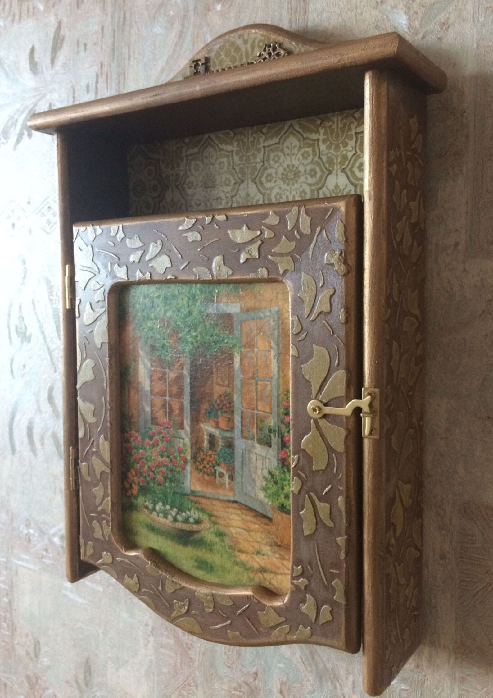 Brown key box Wall key Wooden wall key box Rustic Etsy