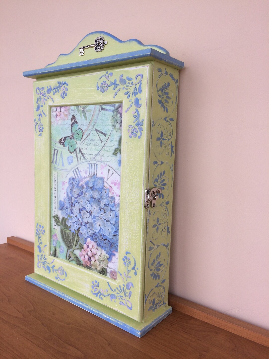 Green Key Storage Cabinet Jewelry Wall Organizer Wooden Key - Etsy