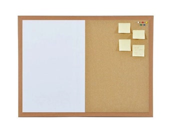 Combination Notice Board 400mm x 600mm Cork & Magnetic Whiteboard Wooden Frame