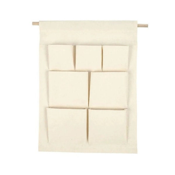 Blank Canvas Hanging Organiser 7 Pocket Christmas Advent Calendar Craft Storage