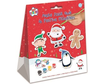 Make & Paint Your Own Christmas Plaster Figures Santa Elf Penguin Craft XXFEST