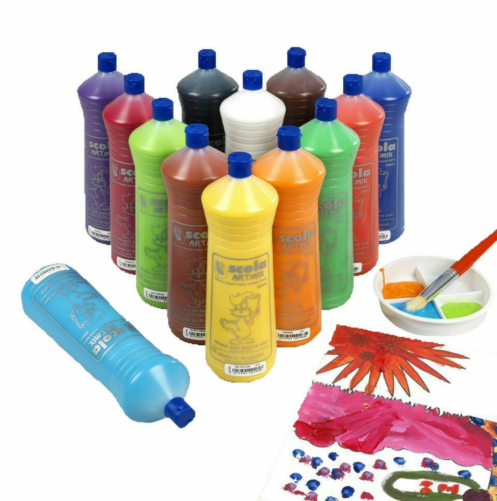 Artmix 600ml Bottles Ready Mix Craft Poster Paints Kids Childrens Asst - View #11