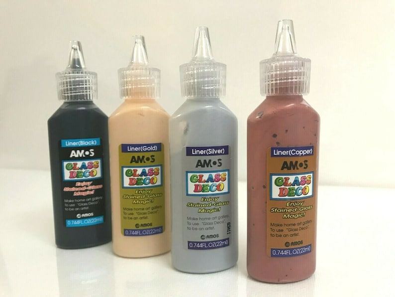 22ml Amos Peelable Glass Art Paint Outliner Copper Silver Gold Etsy UK