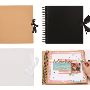 Large High Quality Linen Cover Spiral Bound Photograph Album / Scrapbook.  35x30cms With 20 Pages / 40 Sides. Available in 5 Colours. 