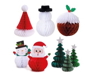 Honeycomb Christmas Hanging Paper Festive Decorations