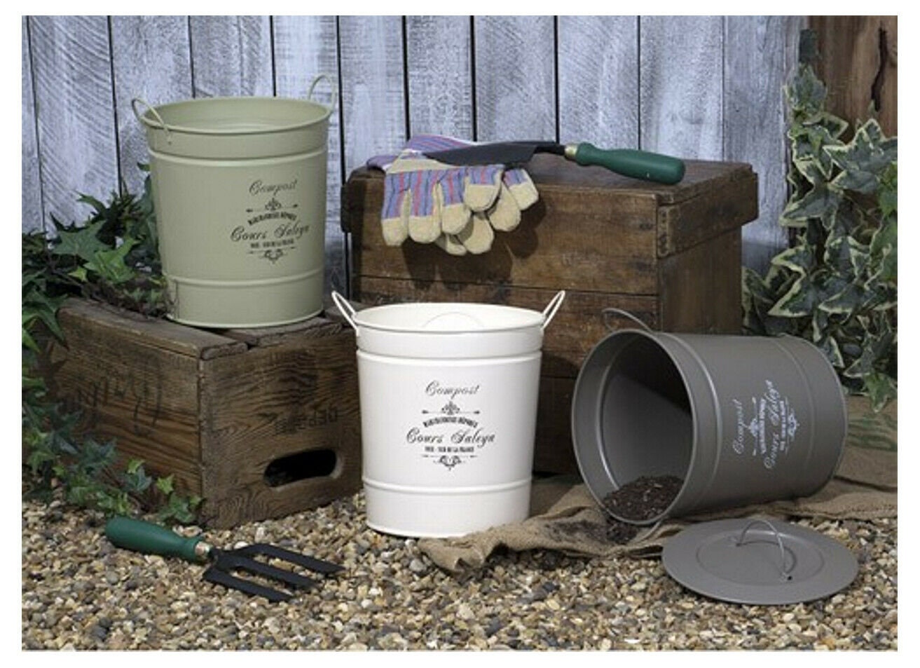 Rustic Compost Bin Kitchen Worktop Food Waste 3 Colours Metal Etsy