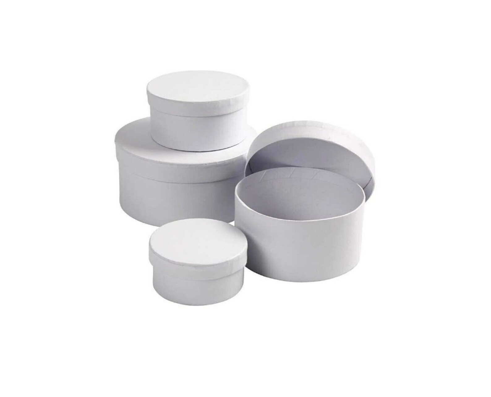 4 Stacking White Round Boxes Paper Mache 8cm 14cm Decorate Etsy UK