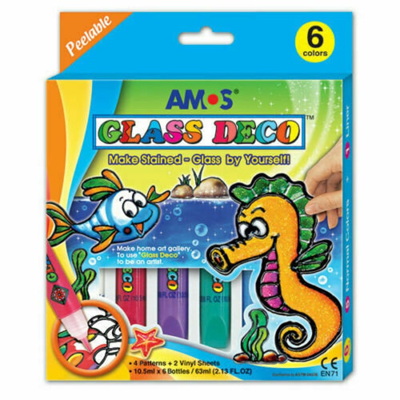Amos Tubes Peelable Glass Art Deco Stained Glass Paint Window