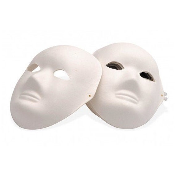 White Paper Mache Face Mask Plain White Cane Fibre Rigid Paper Masks Fancy  Dress Crafting 